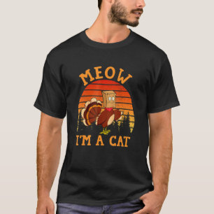 Thanksgiving Turkey Fake Cat Retro T-Shirt