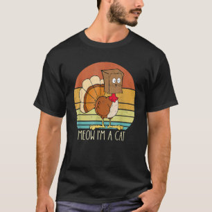 Thanksgiving Turkey Fake Cat Retro T-Shirt