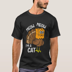 Thanksgiving Turkey Fake Cat Retro Women Men Kids T-Shirt