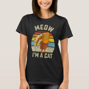 Thanksgiving Turkey Fake Cat Retro Women Men Kids T-Shirt