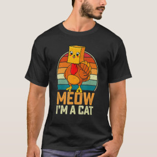 Thanksgiving Turkey Fake Cat Retro Women Men Kids T-Shirt