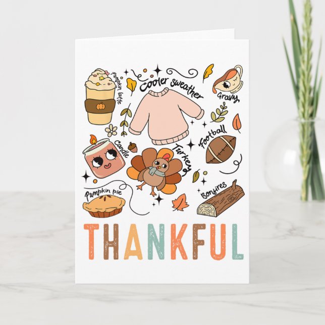 Thanksgiving Turkey Fall Thankful Graphic Familywo Card (Front)