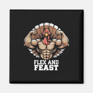 Thanksgiving Turkey Flex And Feast Motivation Gym  Magnet