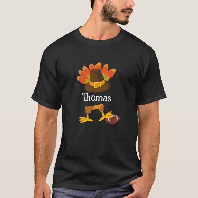 Thanksgiving Turkey Football Cartoon Custom  T-Shirt (Front)