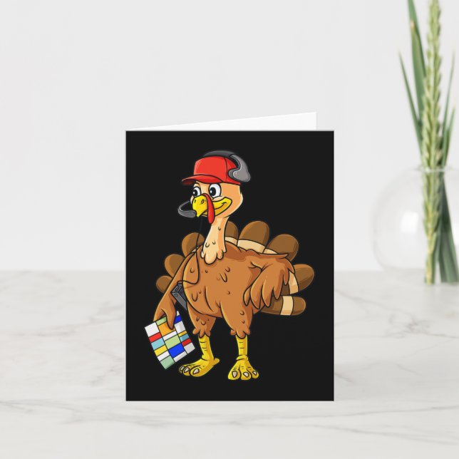 Thanksgiving Turkey Football Coach Fun Boys Kids T Card (Front)