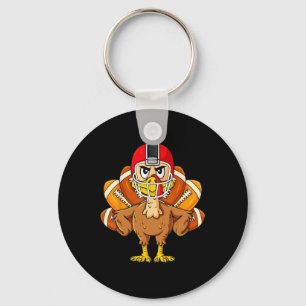 Thanksgiving Turkey Football Player Fun Boys Girls Key Ring