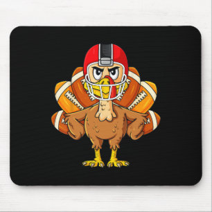Thanksgiving Turkey Football Player Fun Boys Girls Mouse Pad