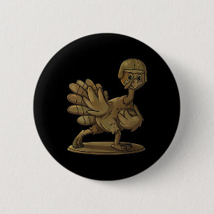 Thanksgiving Turkey Football Player Trophy Award  6 Cm Round Badge