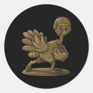 Thanksgiving Turkey Football Player Trophy Award Classic Round Sticker