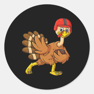 Thanksgiving Turkey Football Player Trophy Award P Classic Round Sticker