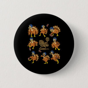Thanksgiving Turkey Football Players Receiver Quar 6 Cm Round Badge