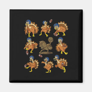 Thanksgiving Turkey Football Players Receiver Quar Magnet