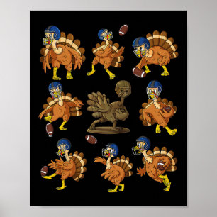 Thanksgiving Turkey Football Players Receiver Quar Poster