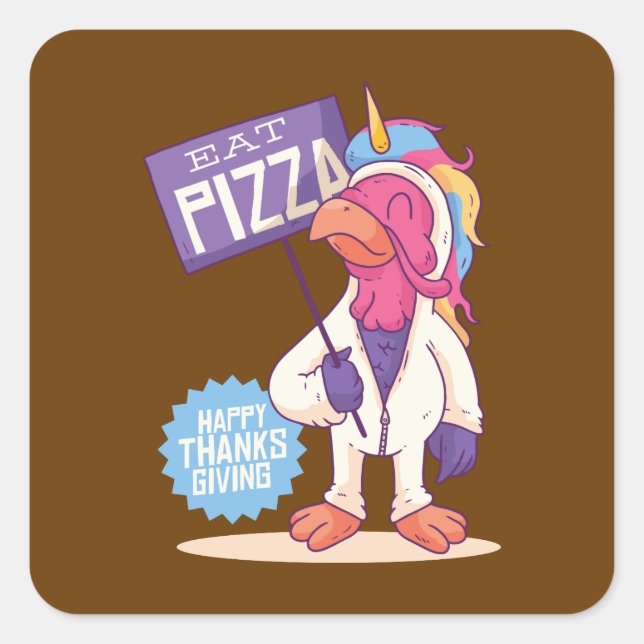 Thanksgiving Turkey - Funny Turkey Unicorn Gift Square Sticker (Front)
