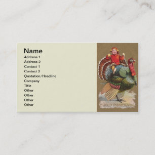 Thanksgiving Turkey Funny Vintage Greetings Business Card