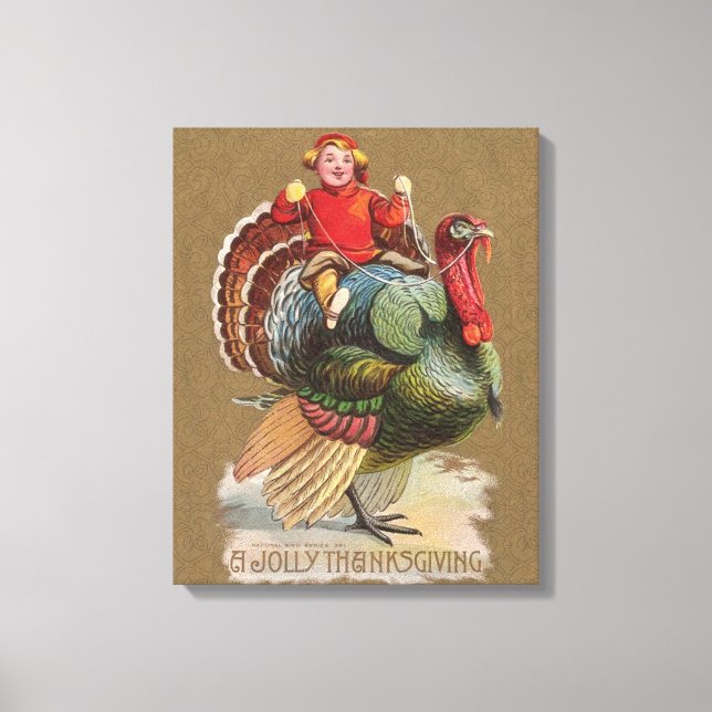 Thanksgiving Turkey Funny Vintage Greetings Canvas Print (Front)