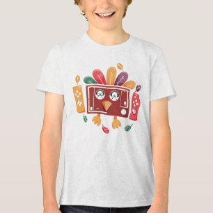 Thanksgiving Turkey Gamer Console Retro Gaming Tri-Blend Shirt