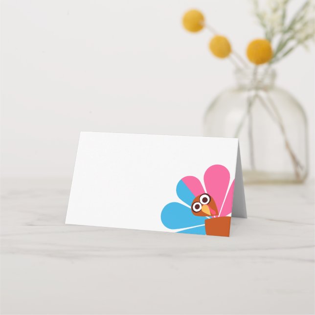Thanksgiving Turkey Gender Reveal Place Card (Front)