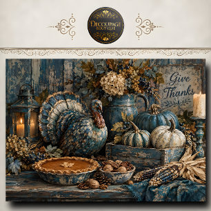 Thanksgiving Turkey Give Thanks Decoupage Tissue Paper