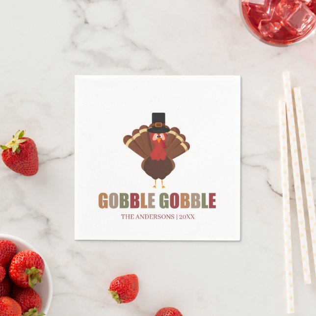 Thanksgiving Turkey Gobble Gobble Napkin (Insitu)