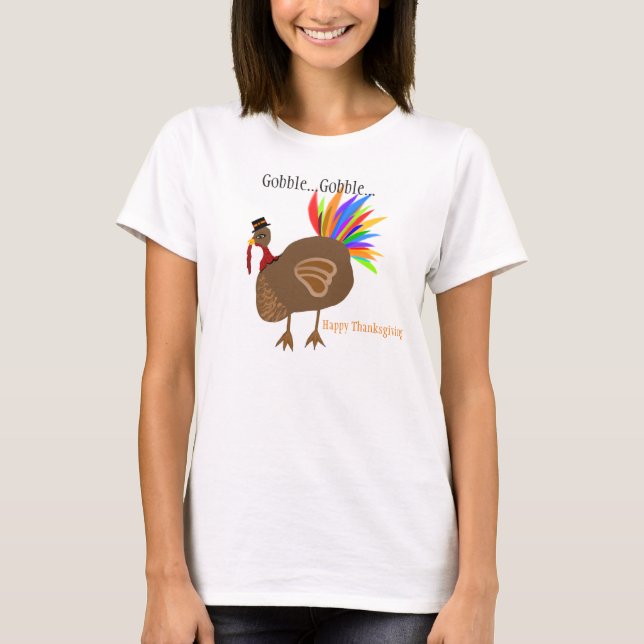 Thanksgiving Turkey Gobble Gobble T-Shirt (Front)