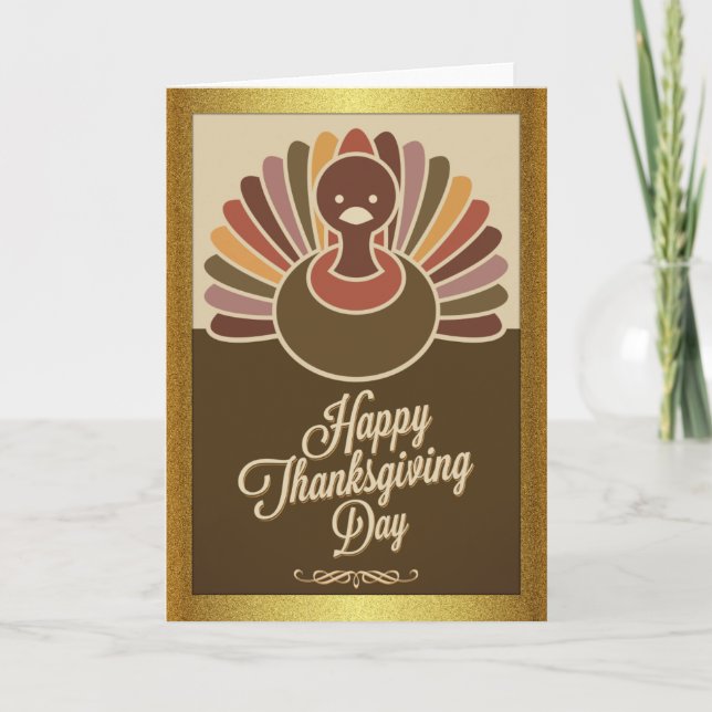 Thanksgiving Turkey Greeting Holiday Card (Front)