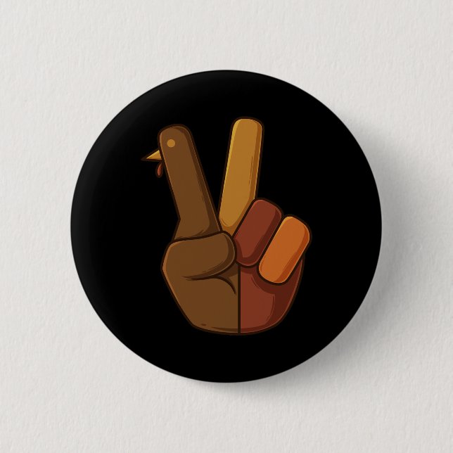 Thanksgiving Turkey Hand Peace Sign Fun Boys Kids  6 Cm Round Badge (Front)