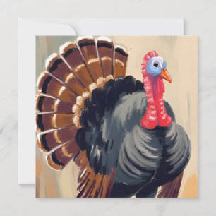 Thanksgiving Turkey Happy Thanksgiving Painted Holiday Card