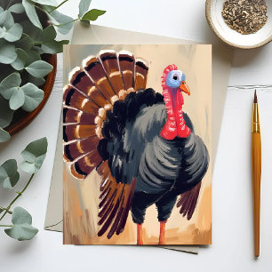 Thanksgiving Turkey   Happy Thanksgiving Painted Holiday Postcard