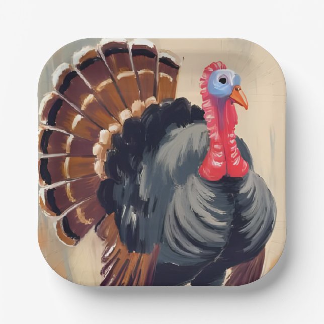 Thanksgiving Turkey | Happy Thanksgiving Party Paper Plate (Front)