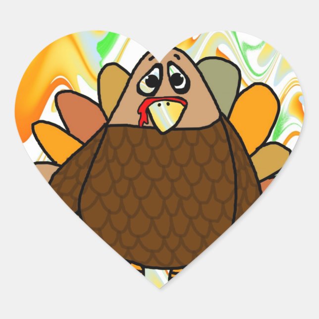 Thanksgiving Turkey Heart Sticker (Front)
