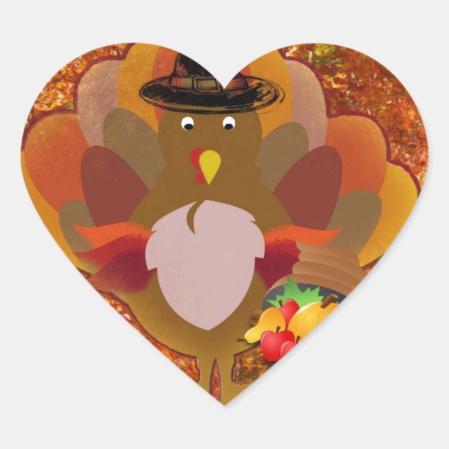 thanksgiving turkey heart sticker (Front)