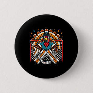Thanksgiving Turkey Ice Hockey Goalie Youth Boys T 6 Cm Round Badge