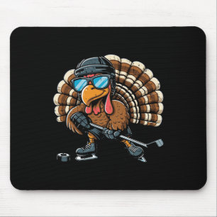 Thanksgiving Turkey Ice Hockey Player Sports Boys Mouse Pad