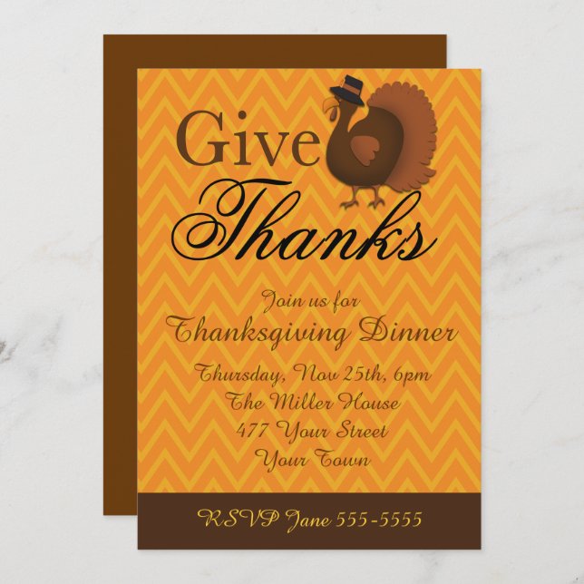 Thanksgiving Turkey Invitation (Front/Back)