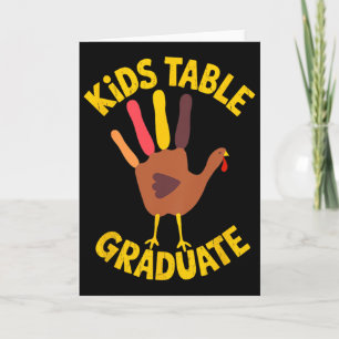 Thanksgiving Turkey Kids Table Graduate Handprint  Card