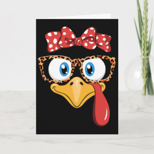 Thanksgiving Turkey Leopard Gles Gifts Lady Women Card
