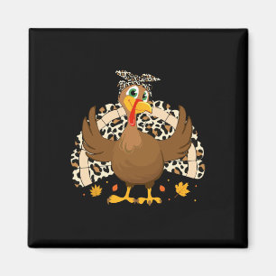 Thanksgiving Turkey Leopard Women Girl Fall Thanks Magnet