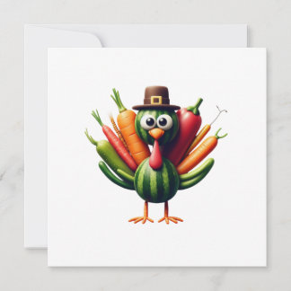 Thanksgiving Turkey Made of Vegetables Holiday Card
