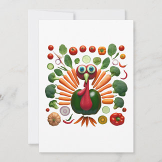 Thanksgiving Turkey Made of Vegetables Invitation