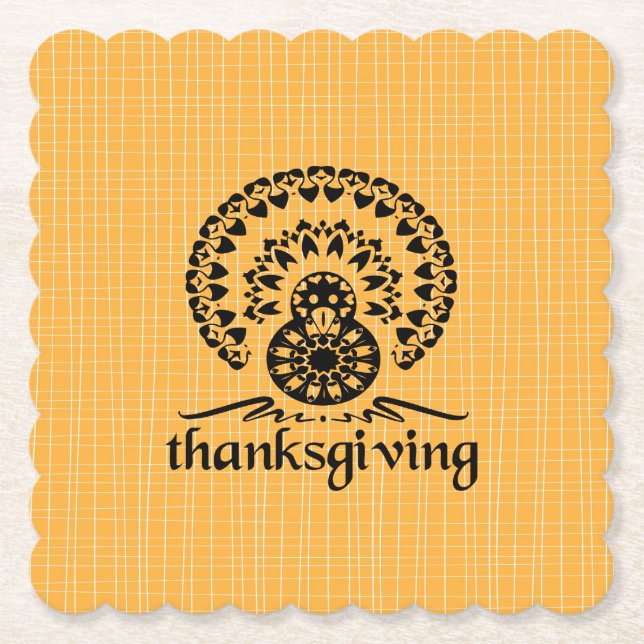 Thanksgiving-  Turkey Mandala Paper Coaster (Front)
