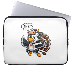 Thanksgiving Turkey Moo Cow Head Funny Fall Men Wo Laptop Sleeve