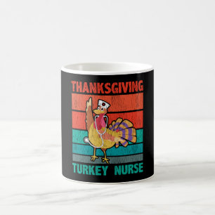 Thanksgiving Turkey Nurse Funny Retro Nurse Gift Coffee Mug