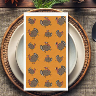 Thanksgiving Turkey Orange Paper Guest Towels Napkin