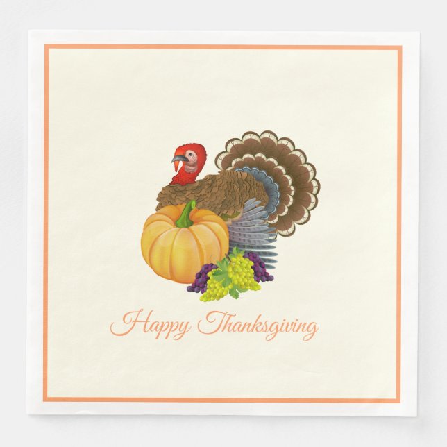 Thanksgiving Turkey Paper Napkins (Front)