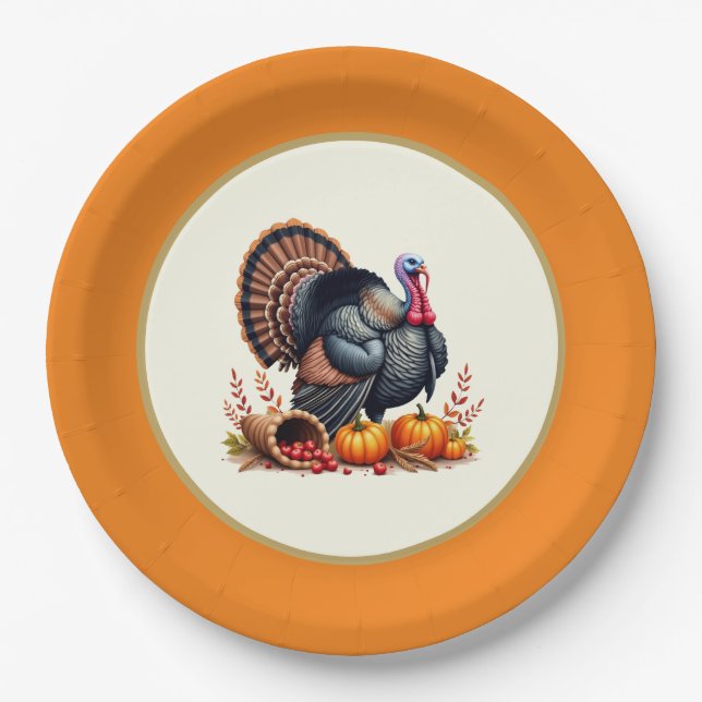 Thanksgiving Turkey  Paper Plate (Front)