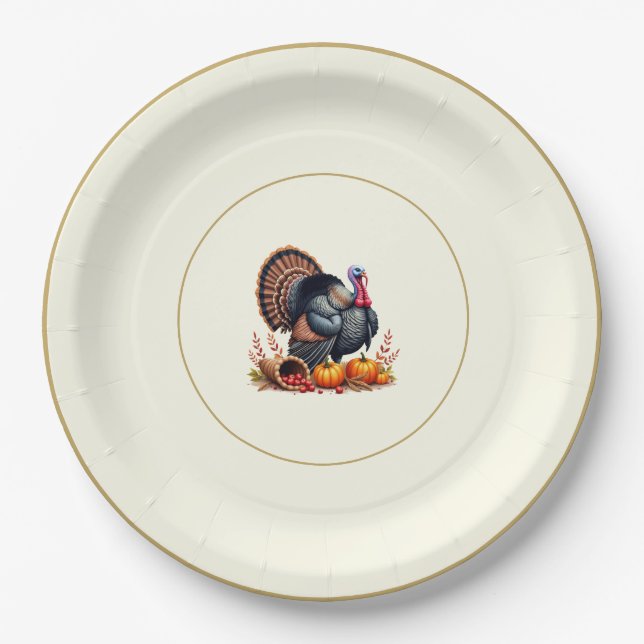 Thanksgiving Turkey  Paper Plate (Front)