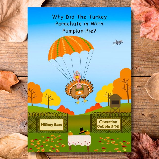 Thanksgiving Turkey Parachuting into Military Base Card (Creator Uploaded)