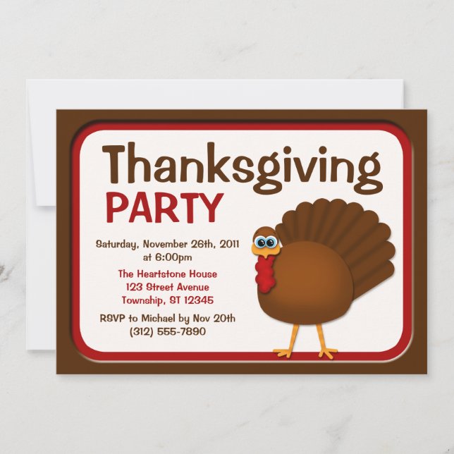 Thanksgiving Turkey Party Invitations (Front)
