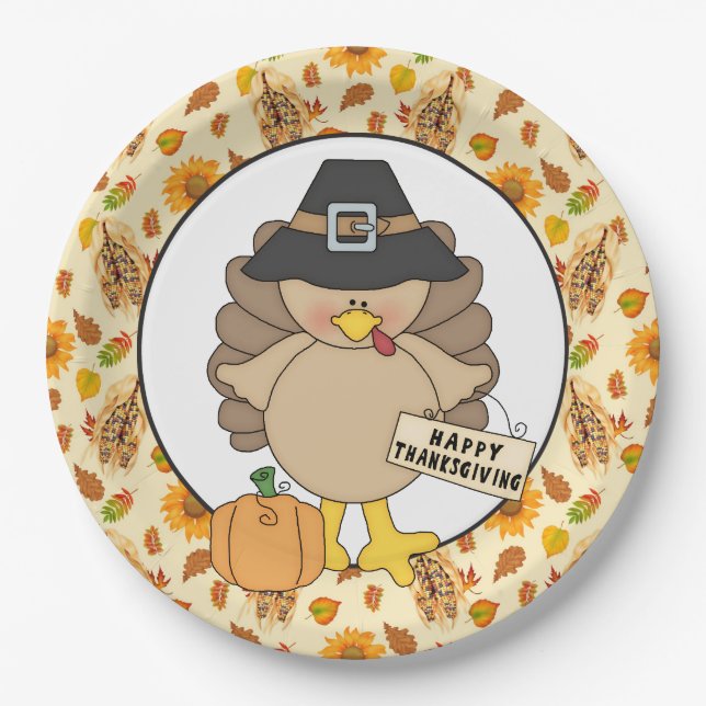 Thanksgiving Turkey party paper plate (Front)